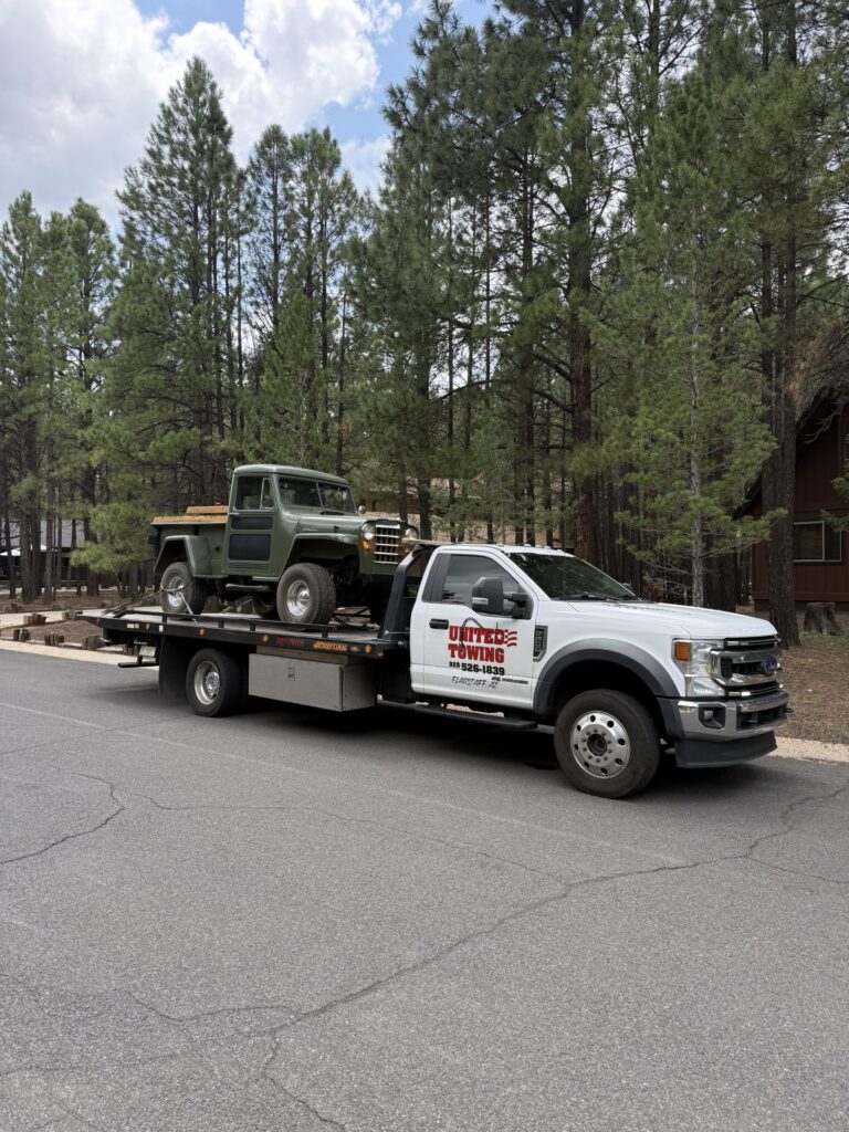 United Towing flatbed in Northern Arizona